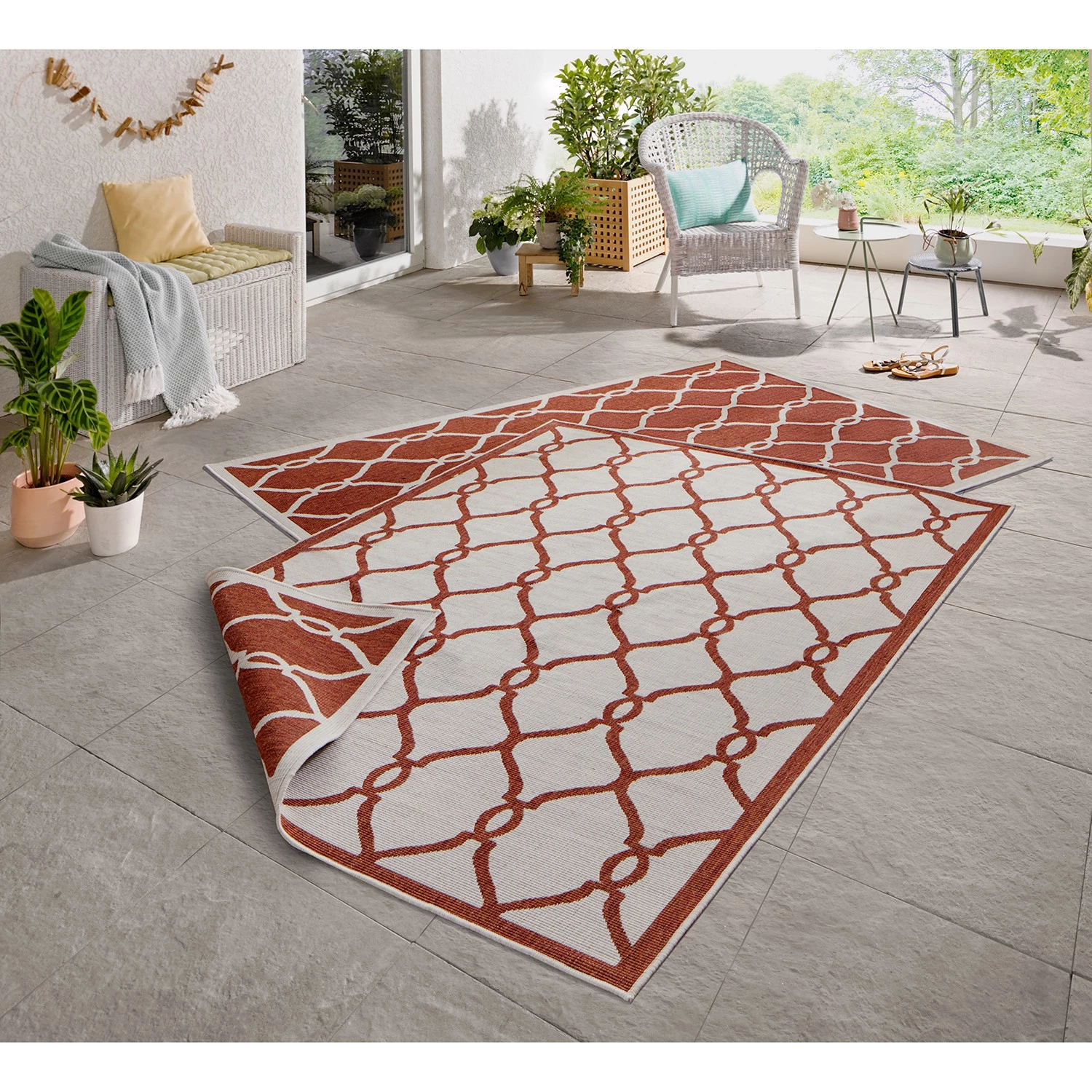 Northrugs Tapis intérieur/extérieur Rimini - Rouge brique - 200 x 290 cm 4 Northrugs Tapis intérieur/extérieur Rimini - Rouge brique - 200 x 290 cm – Image 2
