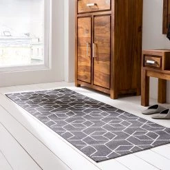 Top Square Tapis de couloir Minden - Fibres synthétiques - Noir / Blanc - Noir / Blanc -Tapis Soldes Boutique 1000118268 210406 14581900001 MOOD DETAILS P000000001000118268 mood
