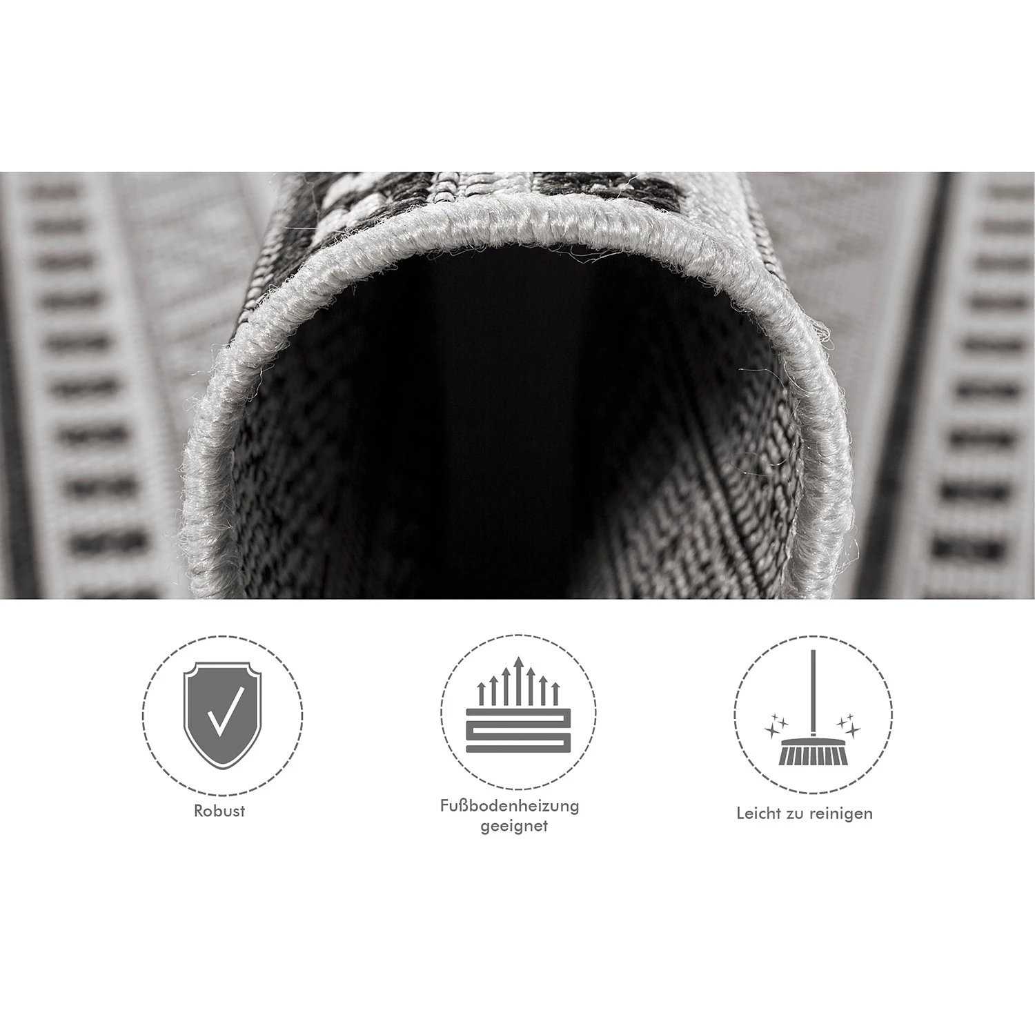 Andiamo Tapis à poils courts Saint Jordi - Fibres synthétiques - Gris / Noir 12 Andiamo Tapis à poils courts Saint Jordi - Fibres synthétiques - Gris / Noir – Image 10