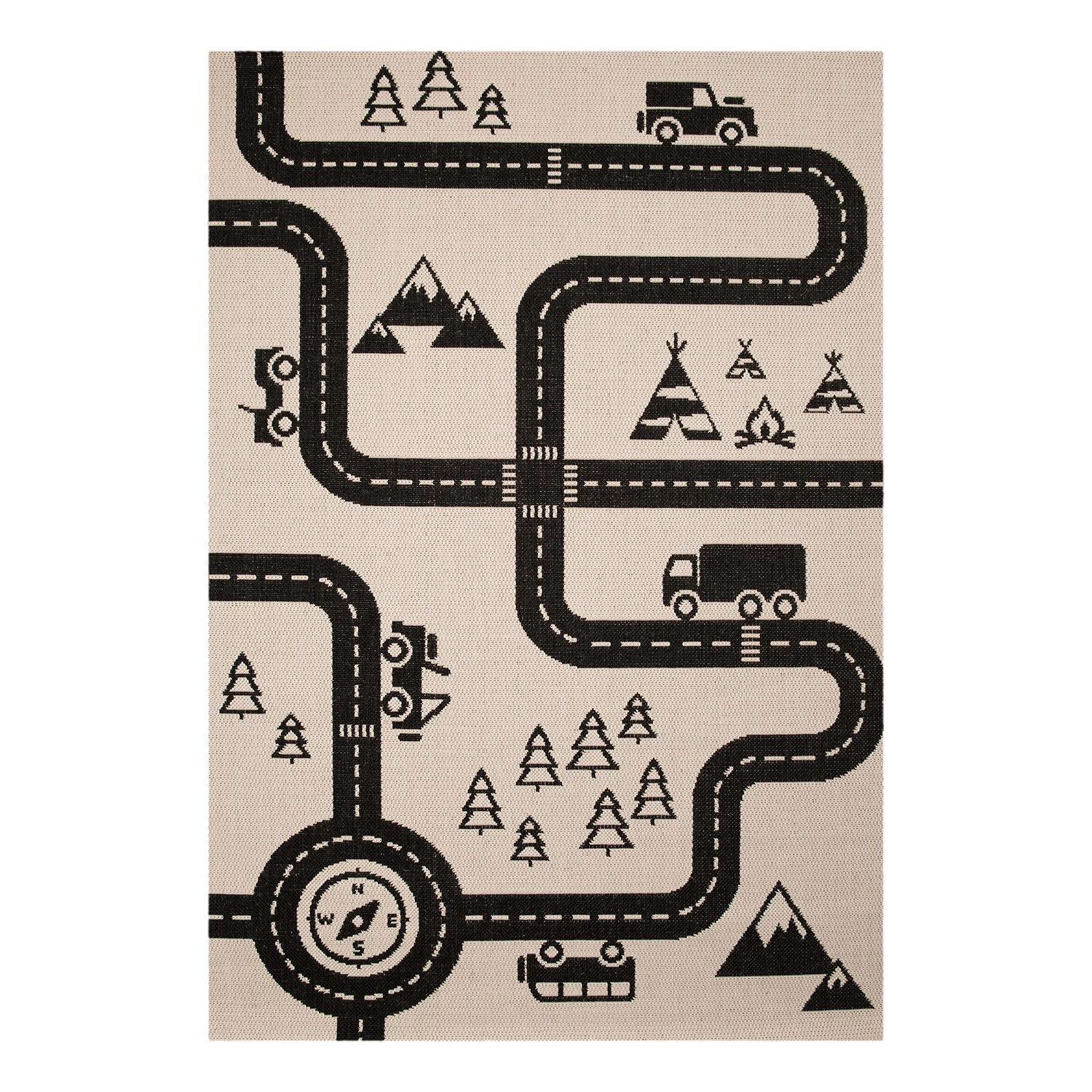 Zala Living Tapis enfant Road Map Charly - Fibres synthétiques - Beige / Noir 3 Zala Living Tapis enfant Road Map Charly - Fibres synthétiques - Beige / Noir