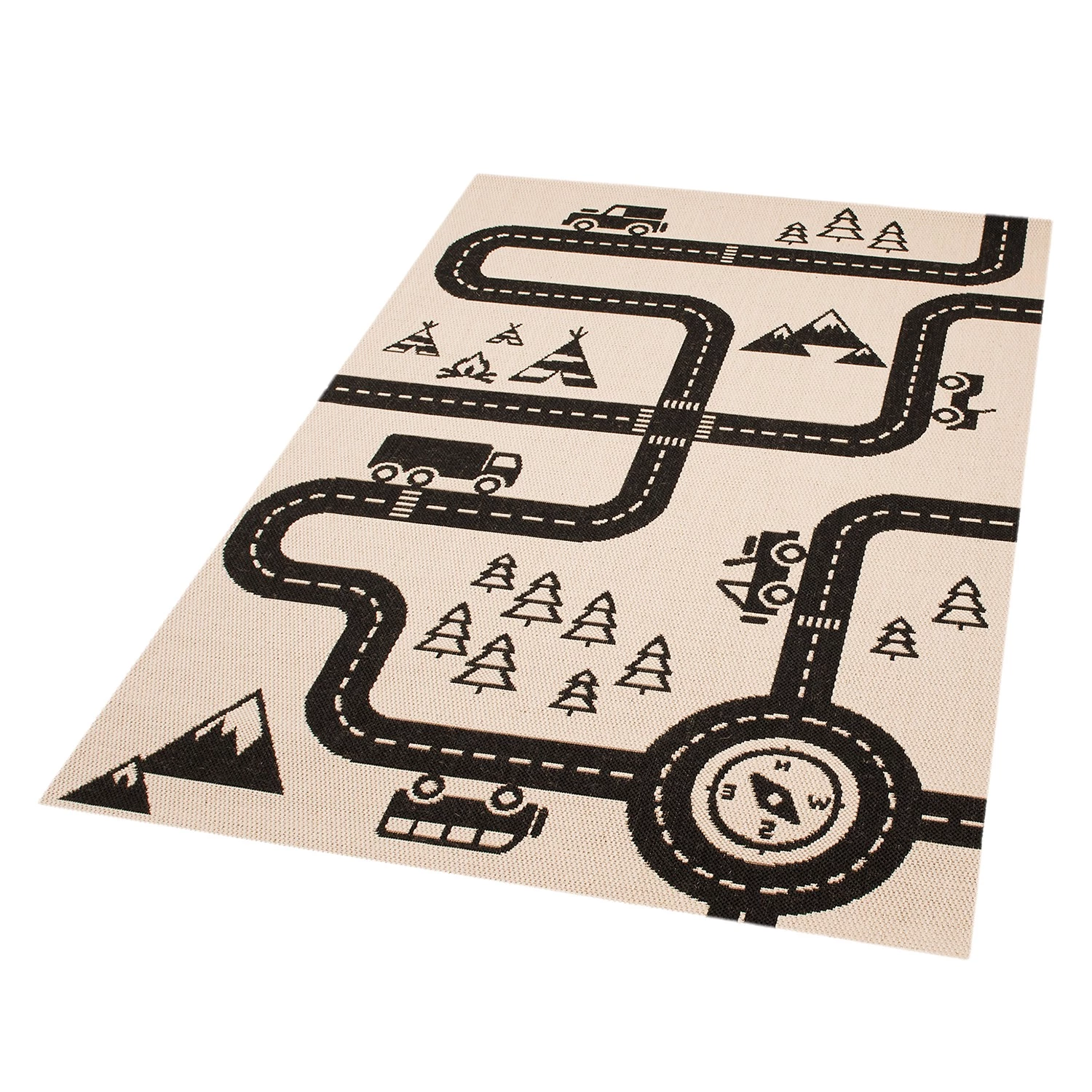Zala Living Tapis enfant Road Map Charly - Fibres synthétiques - Beige / Noir 5 Zala Living Tapis enfant Road Map Charly - Fibres synthétiques - Beige / Noir – Image 3