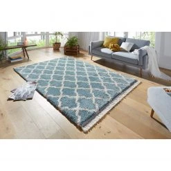 Mint Rugs Tapis épais Pearl - Fibres synthétiques - Miel / Blanc - Bleu clair - 160 x 230 cm -Tapis Soldes Boutique 1000127048 190709 08133900100 MOOD DETAILS P000000001000127048 mood