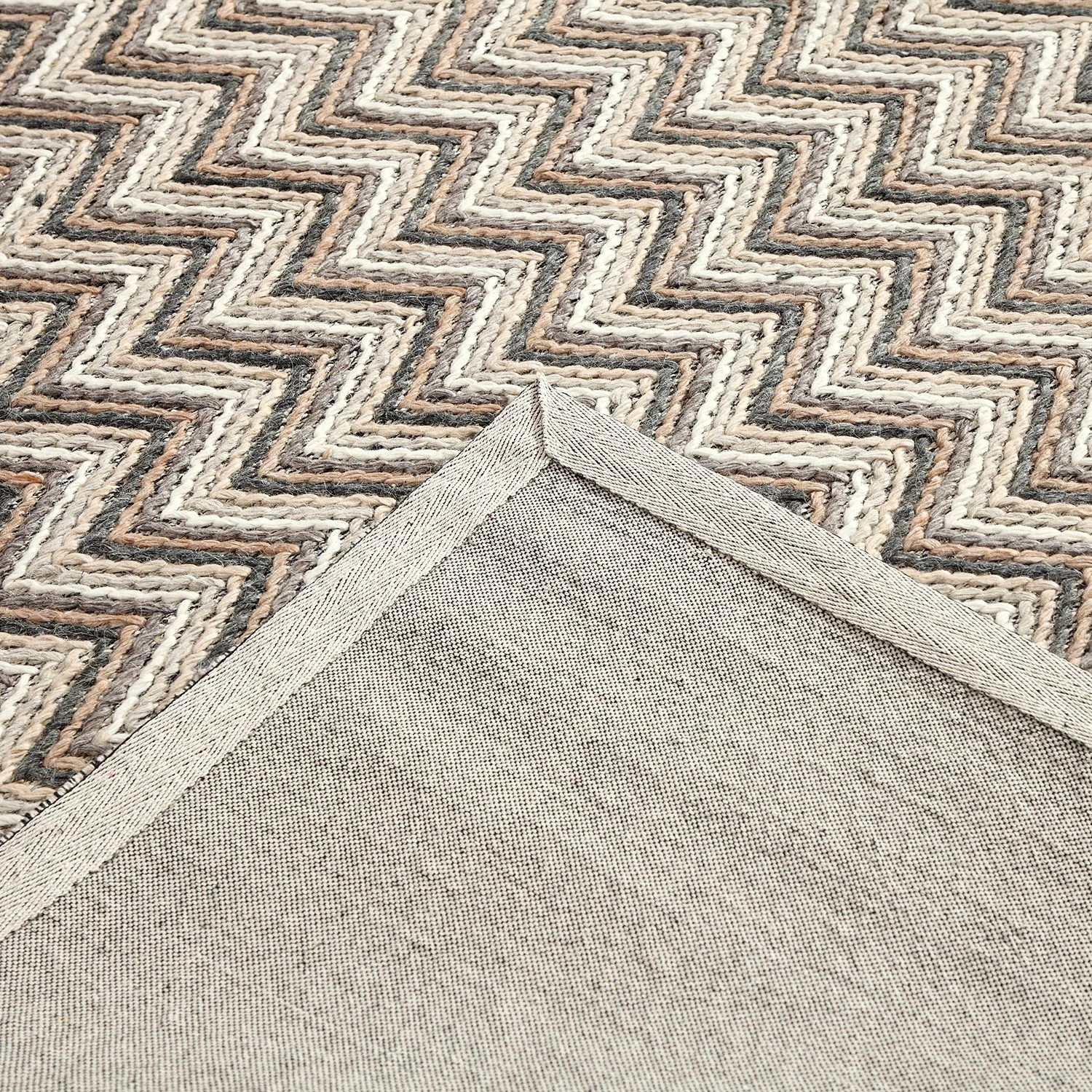 Top Square Tapis Rebecq - Tissu mélangé - Naturel / Multicolore - 200 x 290 cm 6 Top Square Tapis Rebecq - Tissu mélangé - Naturel / Multicolore - 200 x 290 cm – Image 4