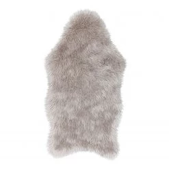 Top Square Tapis en fausse fourrure Mia II - Fibres synthétiques - Gris clair