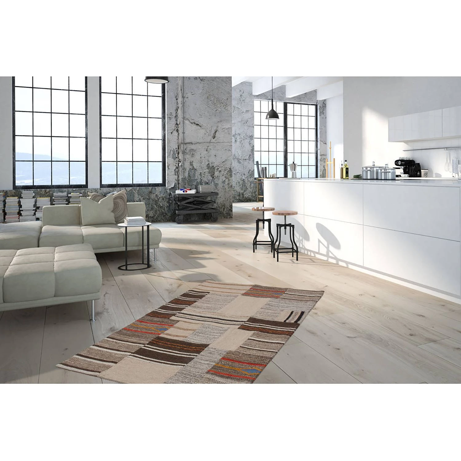 Kayoom Tapis Radical II - Tissu - Beige clair / Moka - 120 x 170 cm 4 Kayoom Tapis Radical II - Tissu - Beige clair / Moka - 120 x 170 cm – Image 2