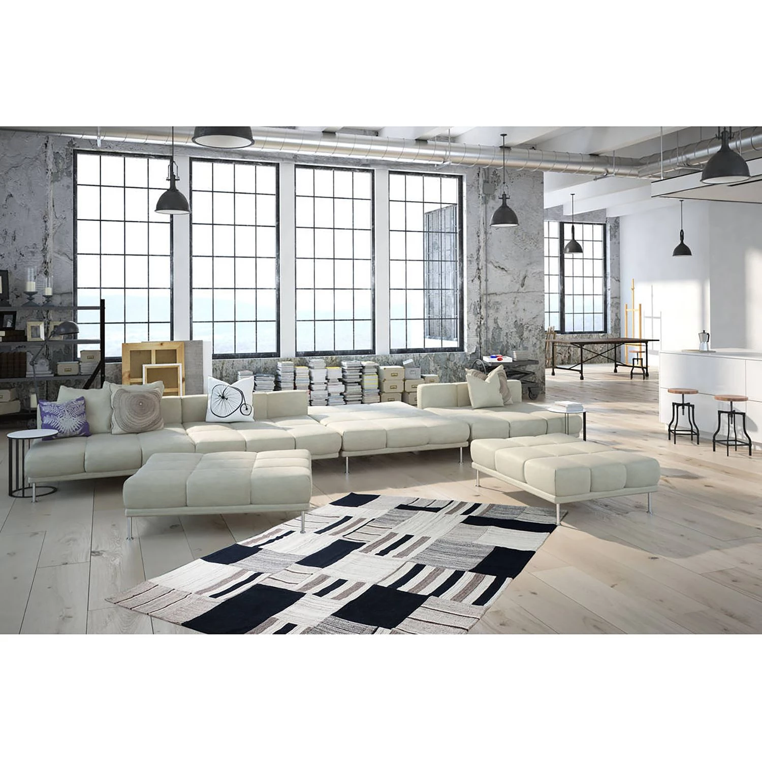 Kayoom Tapis Radical III - Tissu - Gris clair / Anthracite - 120 x 170 cm 4 Kayoom Tapis Radical III - Tissu - Gris clair / Anthracite - 120 x 170 cm – Image 2