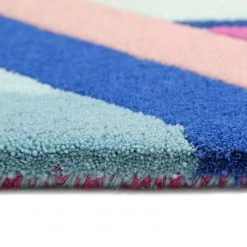 Accessorize Tapis en laine Linear - Tissu - Bleu layette / Saumon -Tapis Soldes Boutique 1000147851 181219 11174000125 GALLERYIMAGES P000000001000147851