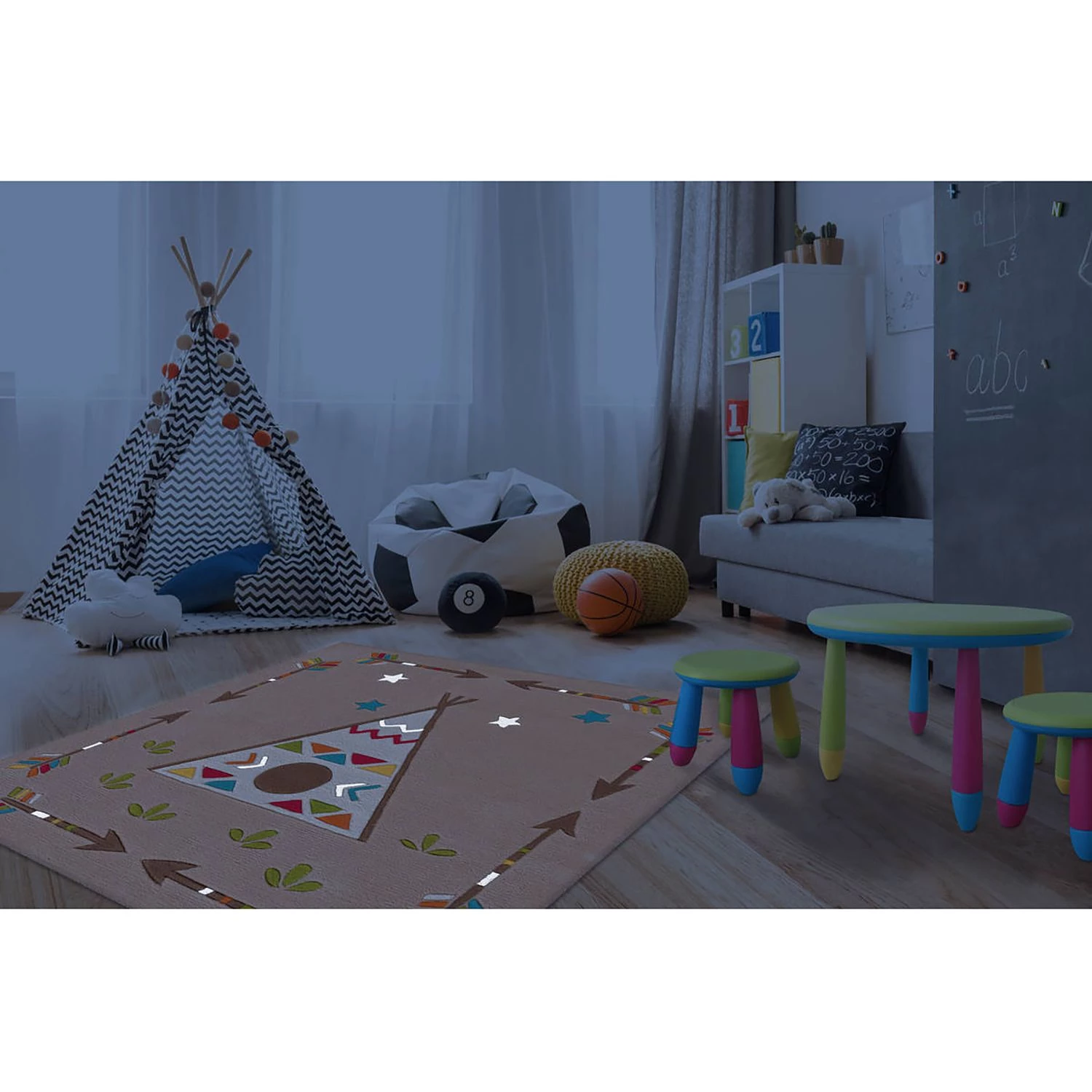 Arte Espina Tapis enfant Glowy Indian - Fibres synthétiques - Beige / Multicolore 5 Arte Espina Tapis enfant Glowy Indian - Fibres synthétiques - Beige / Multicolore – Image 3