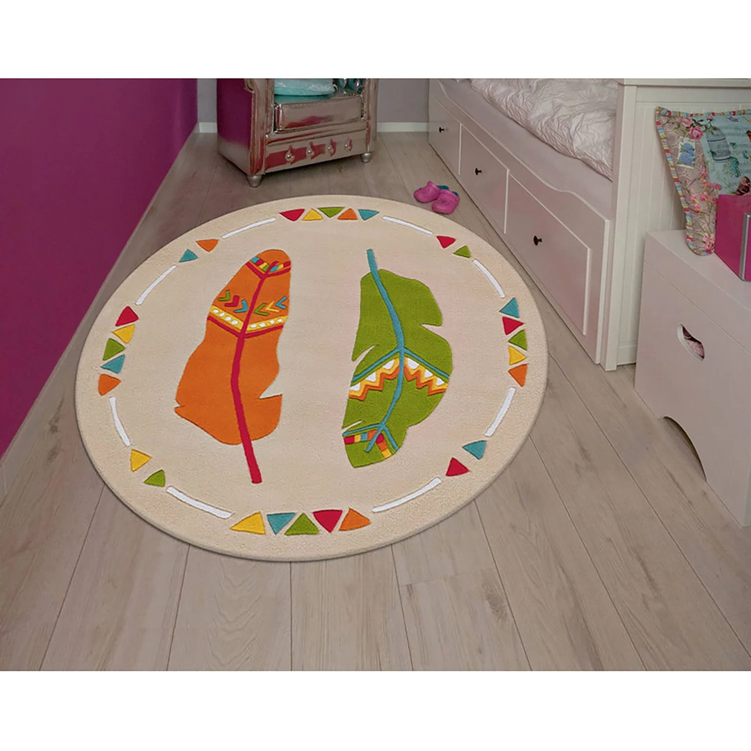 Arte Espina Tapis enfant Glowy Feathers - Fibres synthétiques - Beige / Multicolore 4 Arte Espina Tapis enfant Glowy Feathers - Fibres synthétiques - Beige / Multicolore – Image 2