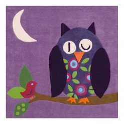 Arte Espina Tapis enfant Joy Owl I - Fibres synthétiques - Violet / Multicolore