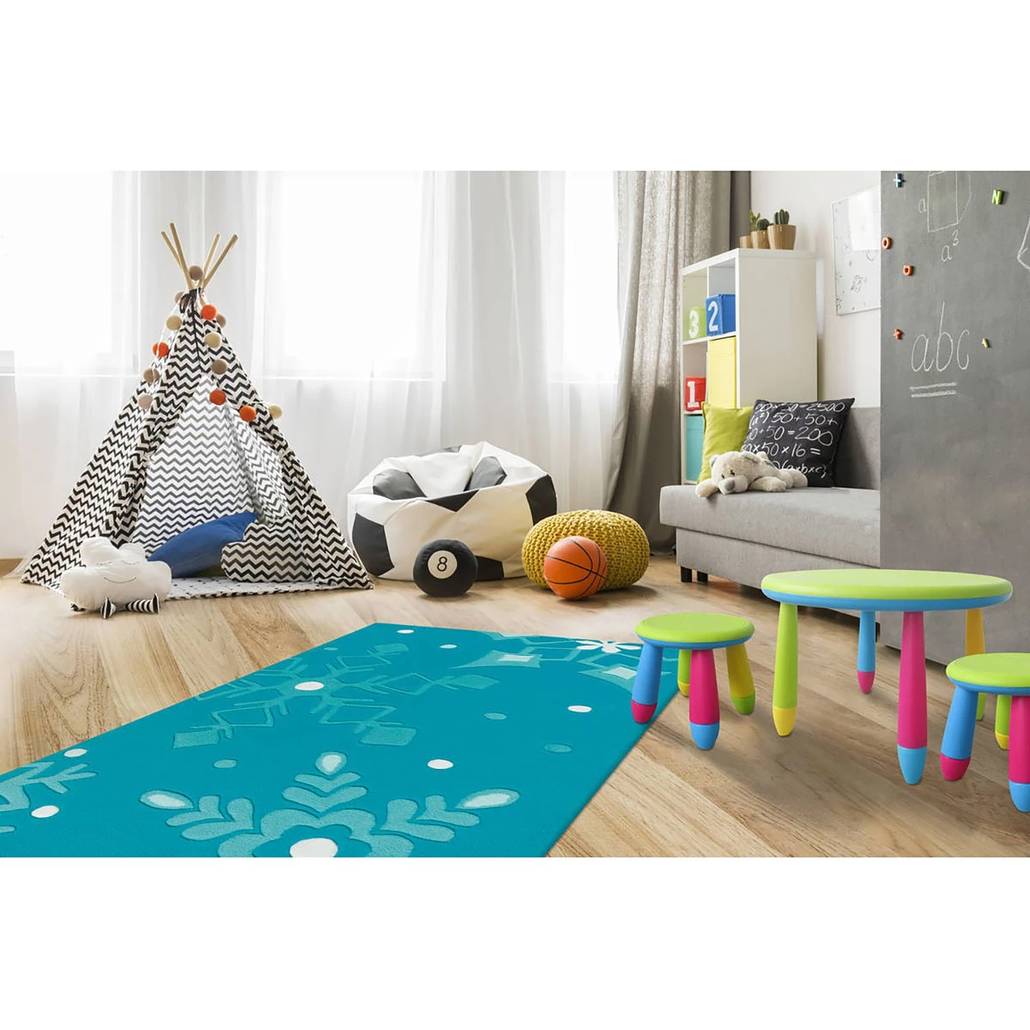 Arte Espina Tapis enfant Joy Mandala II - Fibres synthétiques - Bleu pétrole 4 Arte Espina Tapis enfant Joy Mandala II - Fibres synthétiques - Bleu pétrole – Image 2