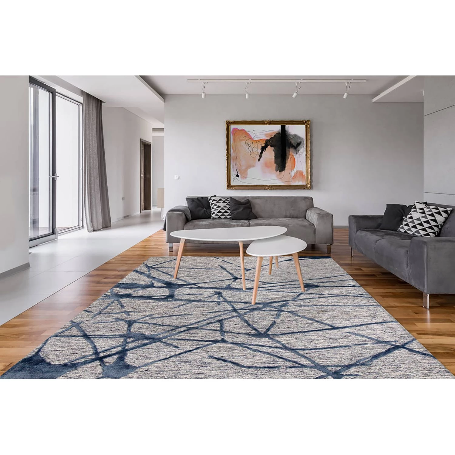 Arte Espina Tapis Damast Frozen - Tissu mélangé - Gris / Bleu - 80 x 150 cm 4 Arte Espina Tapis Damast Frozen - Tissu mélangé - Gris / Bleu - 80 x 150 cm – Image 2
