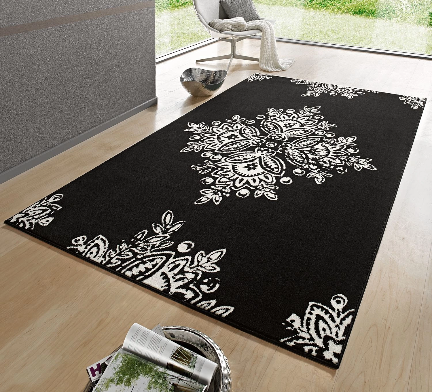 Hanse Home Tapis Blossom - Tissu - Noir - 160 x 230 cm 4 Hanse Home Tapis Blossom - Tissu - Noir - 160 x 230 cm – Image 2