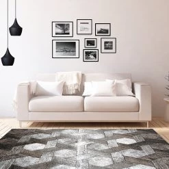 Kayoom Tapis Dominica Tanetane - Fibres synthétiques - Gris - 200 x 290 cm -Tapis Soldes Boutique 1000160745 190301 13364700742 MOOD GALLERYIMAGES P000000001000160745 mood