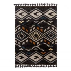 Gino Falcone Tapis Vittoria I - Fibres synthétiques - Noir / Gris - 80 x 150 cm