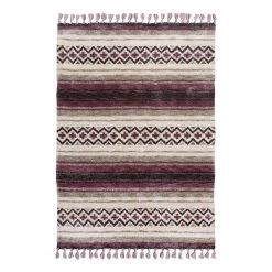Gino Falcone Tapis Vittoria IV - Fibres synthétiques - Sable / Bordeaux - 160 x 230 cm