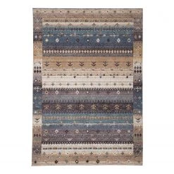 Gino Falcone Tapis Fasa II - Fibres synthétiques - Gris / Beige - 90 x 160 cm