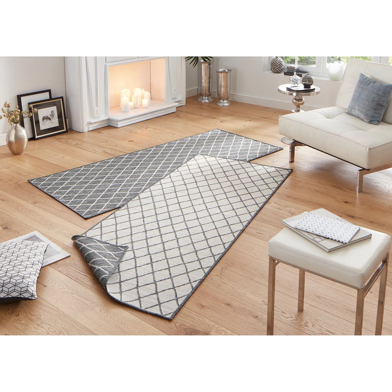 Northrugs Tapis de couloir Malaga - Fibres synthétiques - Gris - 80 x 250 cm 4 Northrugs Tapis de couloir Malaga - Fibres synthétiques - Gris - 80 x 250 cm – Image 2