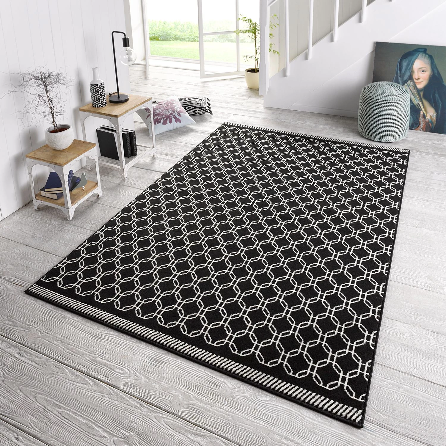 Zala Living Tapis Chain - Tissu - Noir / Blanc - 200 x 290 cm 4 Zala Living Tapis Chain - Tissu - Noir / Blanc - 200 x 290 cm – Image 2
