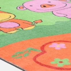 THEKO die markenteppiche Tapis enfant Mamba Animals - Tissu - Vert / Orange - 90 x 160 cm -Tapis Soldes Boutique 1000174708 190715 16133200047 DETAILS P000000001000174708