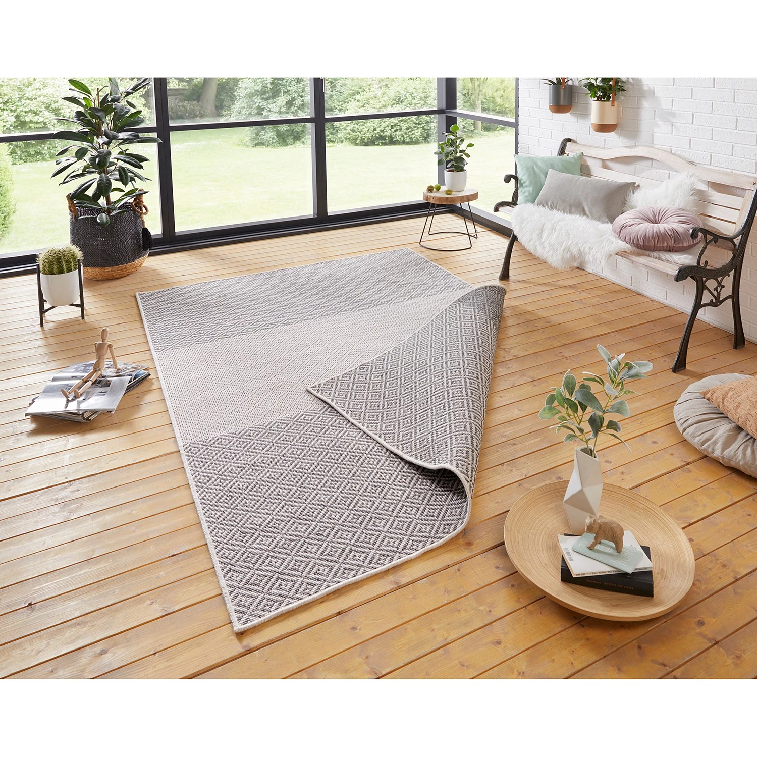 Northrugs Tapis intérieur / extérieur Maui - Tissu - Gris - 80 x 150 cm 4 Northrugs Tapis intérieur / extérieur Maui - Tissu - Gris - 80 x 150 cm – Image 2