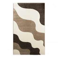 Sehrazat Tapis à poils courts Florida Waves - Tissu - Beige / Marron - 120 x 170 cm