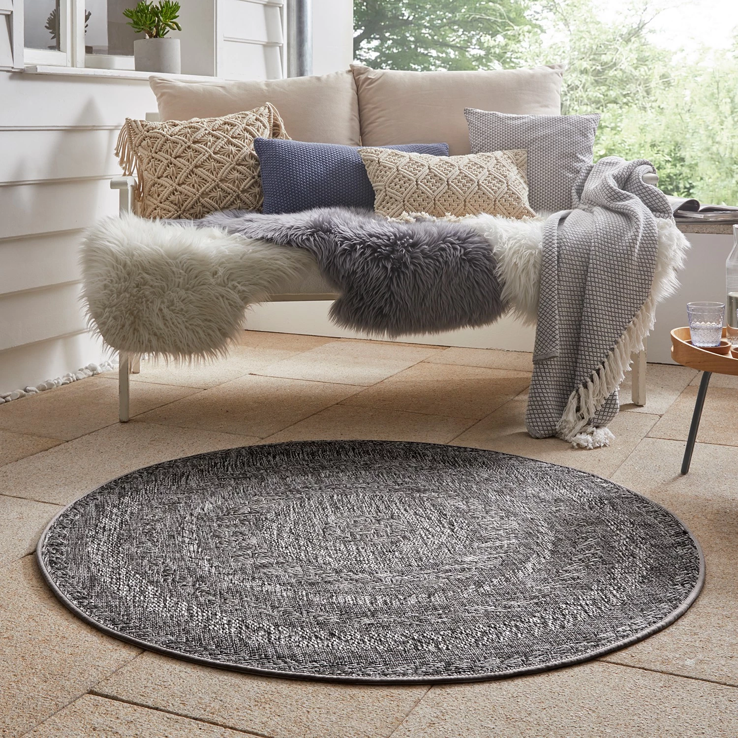 Northrugs Tapis intérieur / extérieur Almendro - Fibres synthétiques - Gris 4 Northrugs Tapis intérieur / extérieur Almendro - Fibres synthétiques - Gris – Image 2