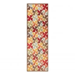 ELLE DECORATION Tapis de couloir Ailette - Viscose - Marron / Rouge