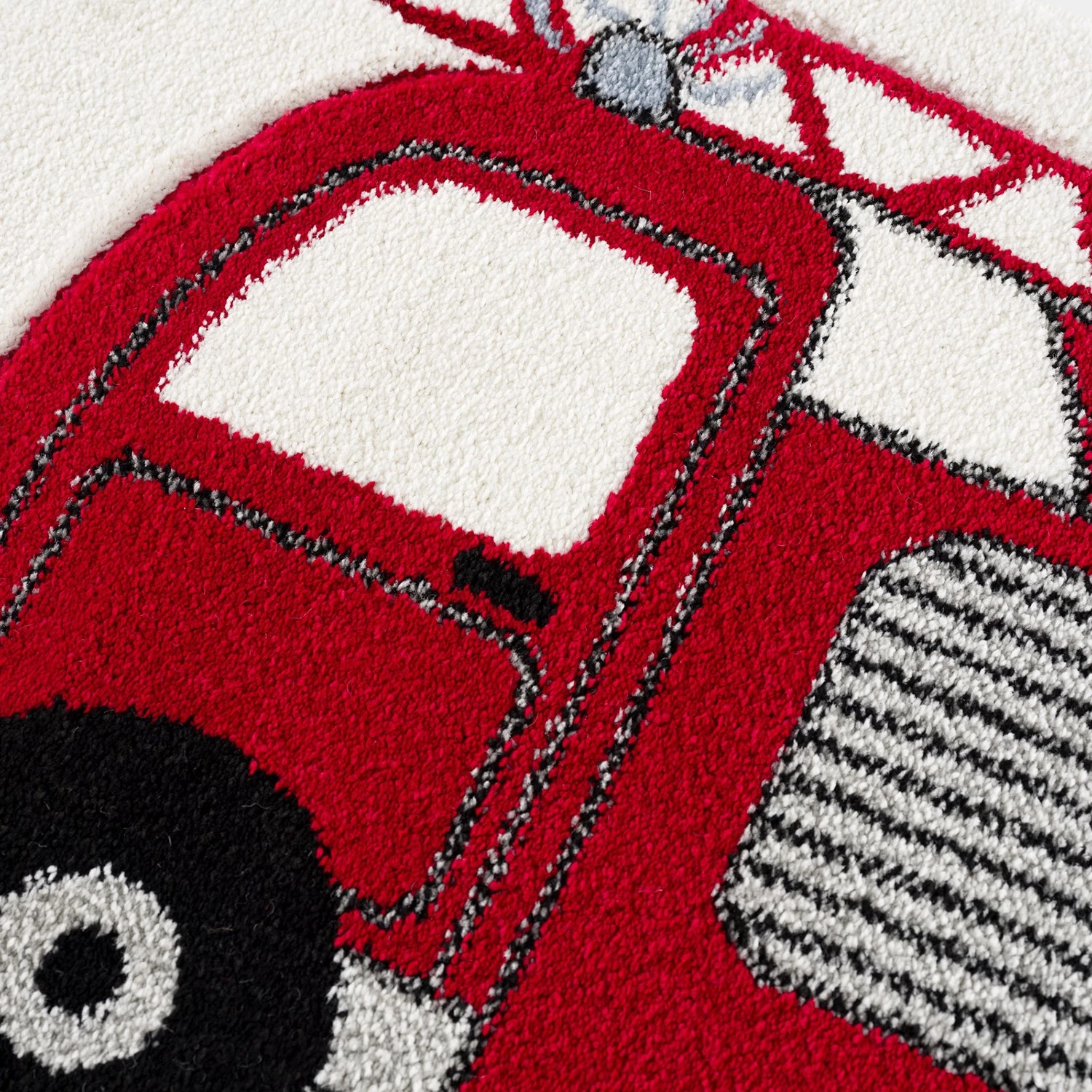 Happy Rugs Tapis enfant Camion de pompier - Fibres synthétiques - Rouge / Crème 10 Happy Rugs Tapis enfant Camion de pompier - Fibres synthétiques - Rouge / Crème – Image 8