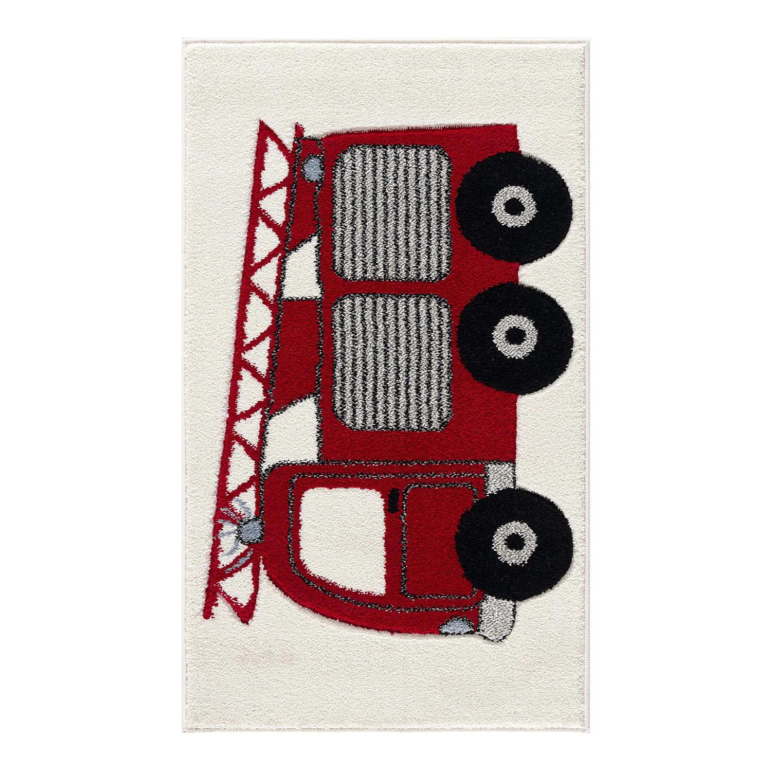 Happy Rugs Tapis enfant Camion de pompier - Fibres synthétiques - Rouge / Crème 3 Happy Rugs Tapis enfant Camion de pompier - Fibres synthétiques - Rouge / Crème
