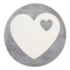 ByGraziela Tapis enfant rond Cœur - Fibres synthétiques - Gris