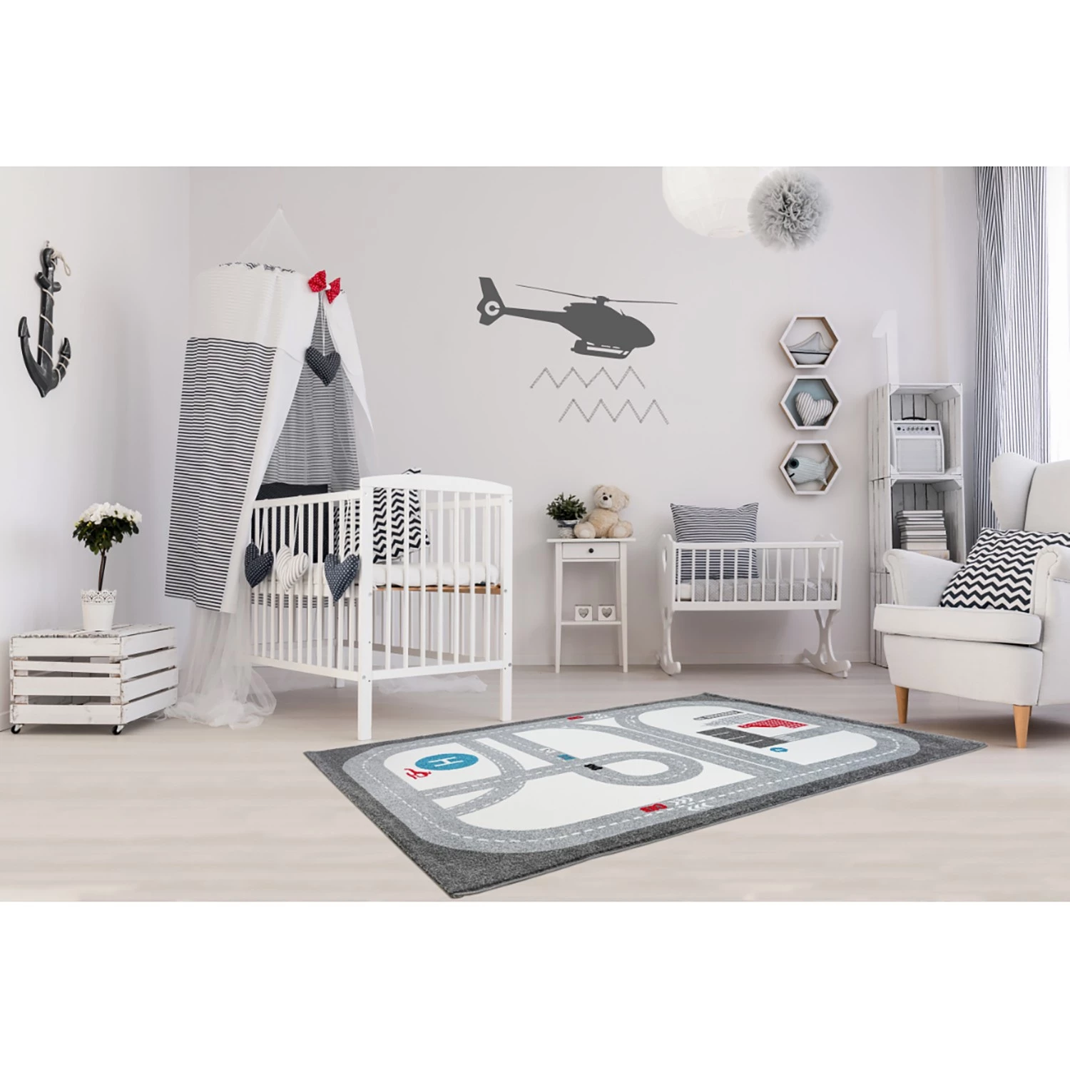 Happy Rugs Tapis enfant Playtime - Fibres synthétiques - Gris / Crème 4 Happy Rugs Tapis enfant Playtime - Fibres synthétiques - Gris / Crème – Image 2
