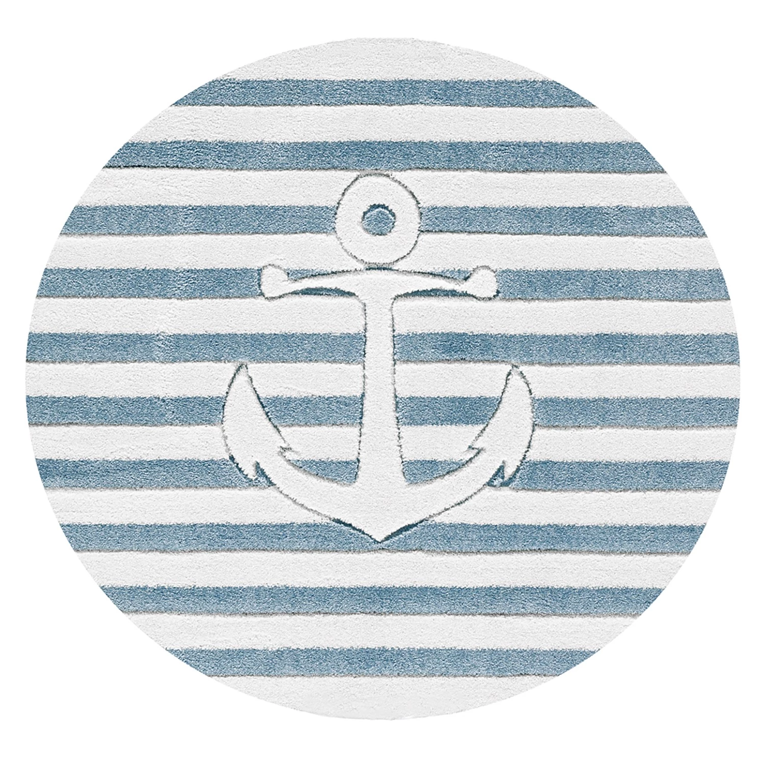 Happy Rugs Tapis enfant rond En haute mer 2 - Fibres synthétiques - Blanc / Bleu 3 Happy Rugs Tapis enfant rond En haute mer 2 - Fibres synthétiques - Blanc / Bleu