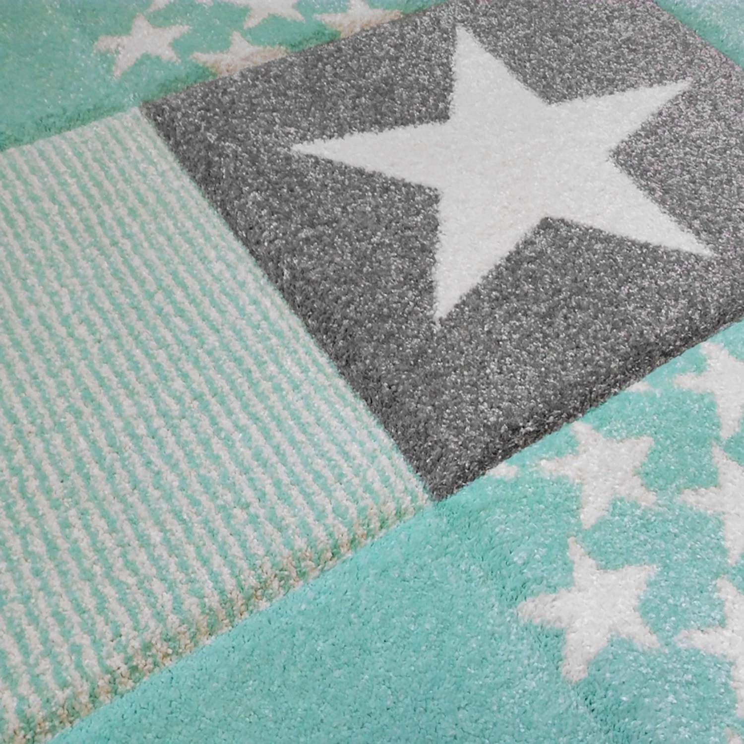 Happy Rugs Tapis enfant Starwalk - Fibres synthétiques - Gris / Vert menthe - 120 x 180 cm 6 Happy Rugs Tapis enfant Starwalk - Fibres synthétiques - Gris / Vert menthe - 120 x 180 cm – Image 4