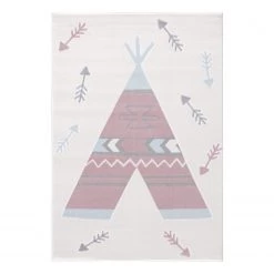 Happy Rugs Tapis enfant Tipi - Fibres synthétiques - Crème / Rose