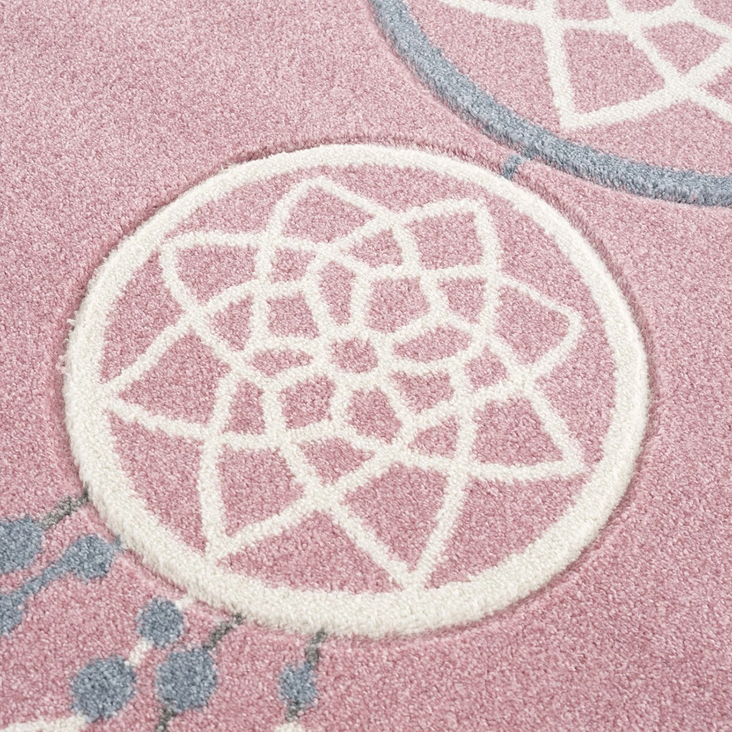 Happy Rugs Tapis enfant Attrape-rêves - Fibres synthétiques - Rose / Gris clair 6 Happy Rugs Tapis enfant Attrape-rêves - Fibres synthétiques - Rose / Gris clair – Image 4