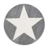Happy Rugs Tapis enfant rond Shootingstar - Fibres synthétiques - Crème / Gris - Diamètre : 133 cm