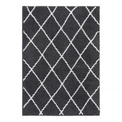 Luxor living Tapis épais Pula I - Polyester - Anthracite / Blanc - 120 x 170 cm