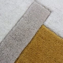 Flair Rugs Tapis en laine Abstract Blocks - Laine - Bleu / Jaune moutarde - 160 x 230 cm -Tapis Soldes Boutique 1000230002 211018 09472900327 DETAILS P000000001000230002