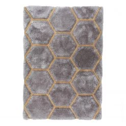 Flair Rugs Tapis épais Honeycomb - Polyester - Gris - 80 x 150 cm