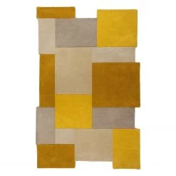 Flair Rugs Tapis en laine Collage - Laine - Beige / Jaune - 90 x 150 cm