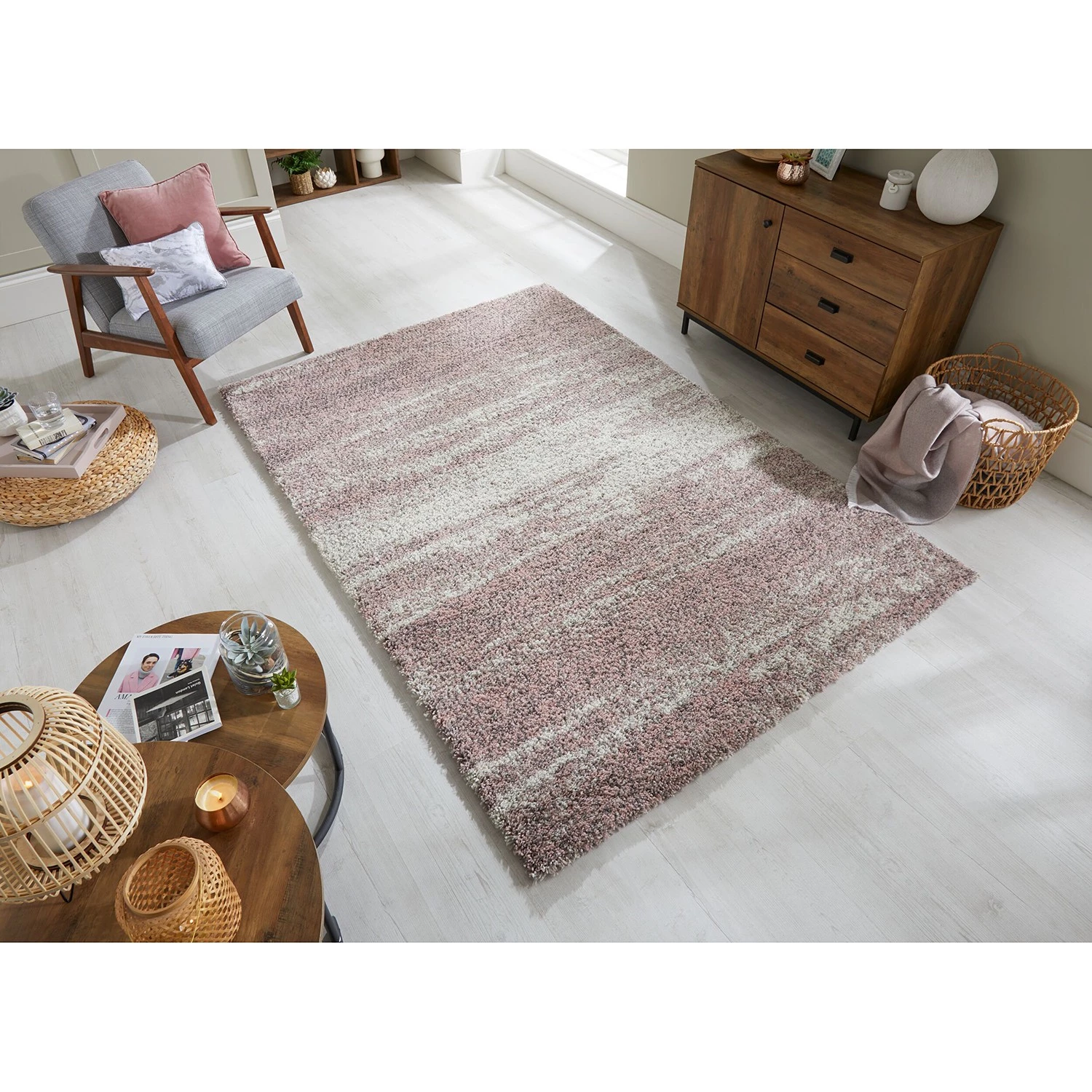 Flair Rugs Tapis épais Reza Ombre - Polypropylène - Rose vieilli - 120 x 170 cm 4 Flair Rugs Tapis épais Reza Ombre - Polypropylène - Rose vieilli - 120 x 170 cm – Image 2