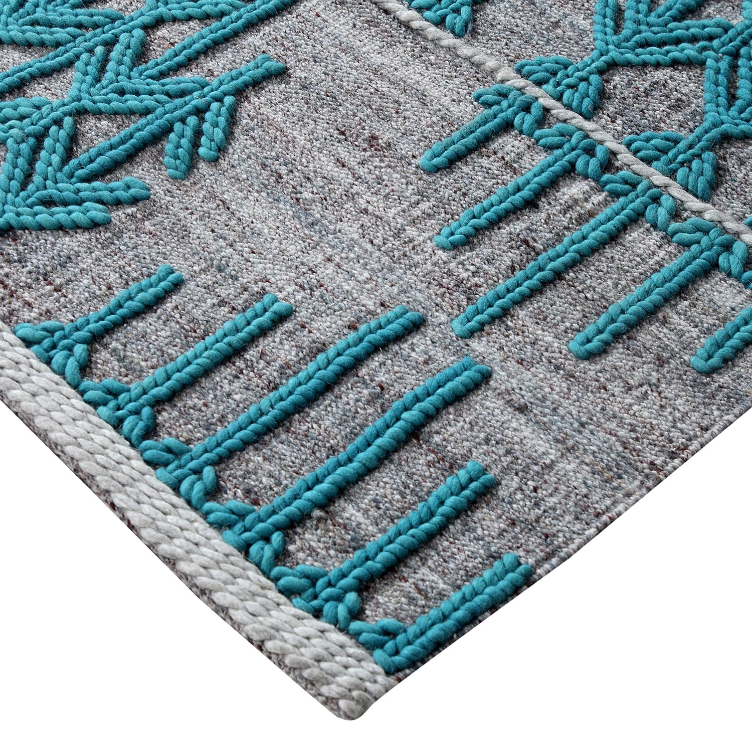Top Square Tapis en laine Gothic Lines - Coton / Polyester - Turquoise 6 Top Square Tapis en laine Gothic Lines - Coton / Polyester - Turquoise – Image 4