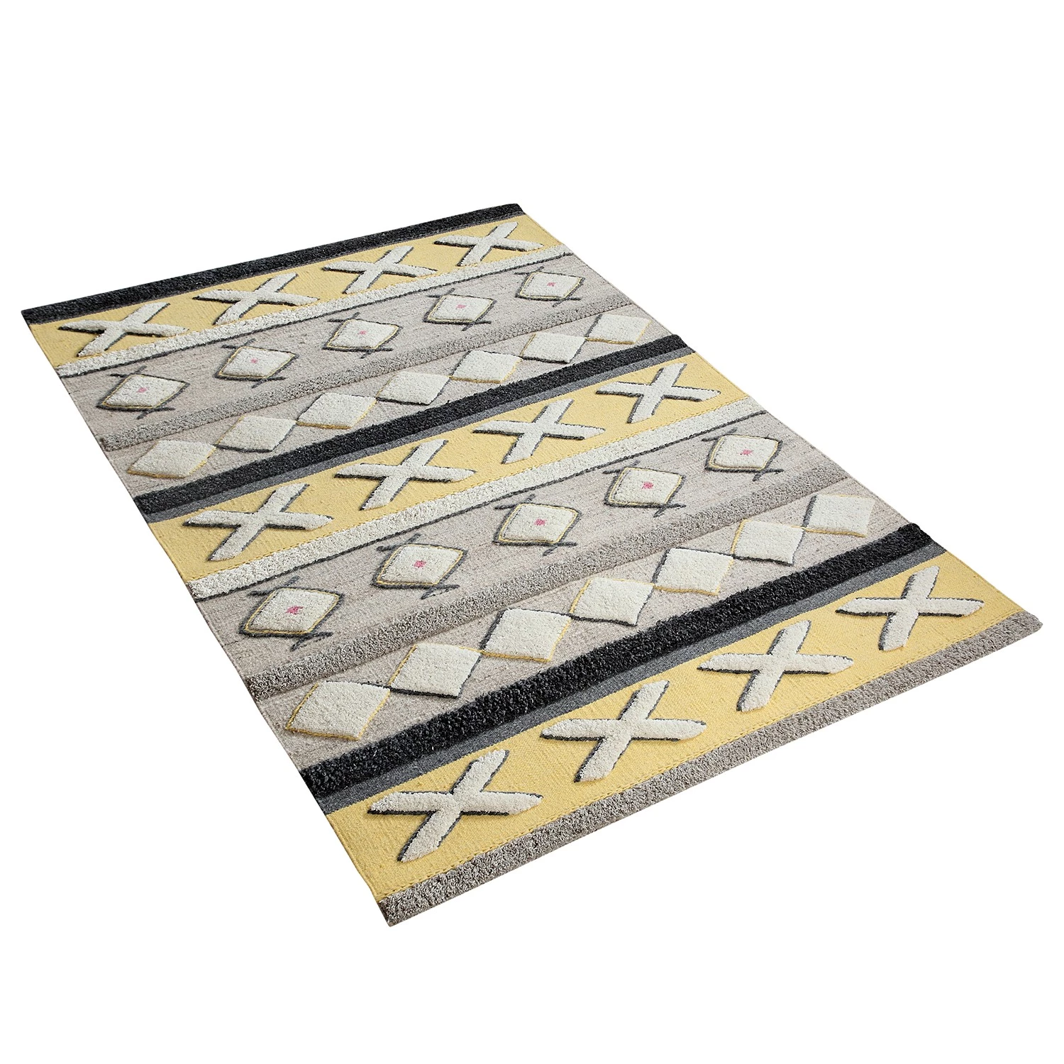 Top Square Tapis en laine Epic - Coton / Polyester - Jaune / Beige 4 Top Square Tapis en laine Epic - Coton / Polyester - Jaune / Beige – Image 2