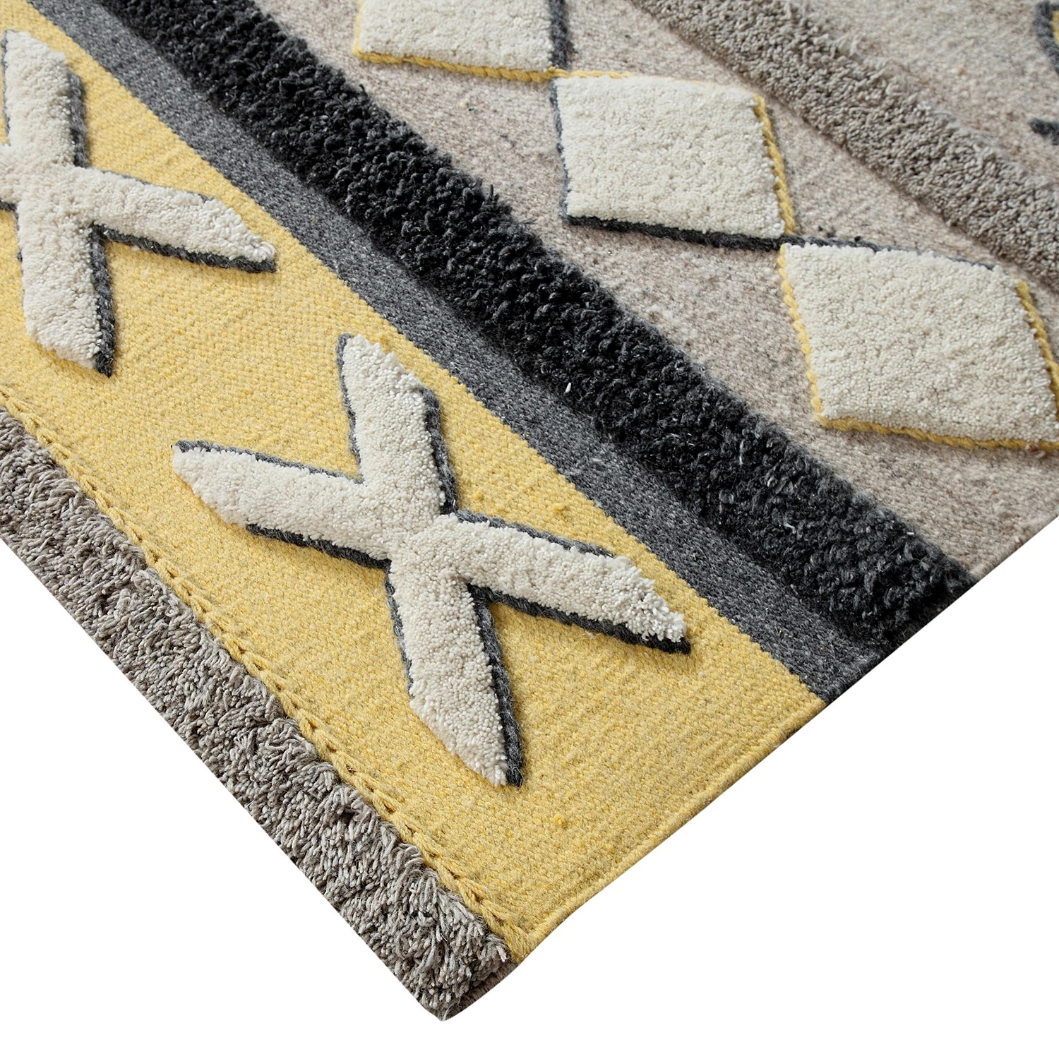 Top Square Tapis en laine Epic - Coton / Polyester - Jaune / Beige 6 Top Square Tapis en laine Epic - Coton / Polyester - Jaune / Beige – Image 4