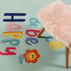 SMART KIDS Tapis enfant Happy me! - Polyester - Bleu clair - 120 x 170 cm -Tapis Soldes Boutique 1000233149 201210 17095300615 DETAILS P000000001000233149