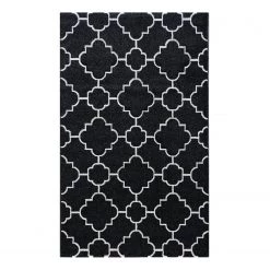 Sehrazat Tapis Trend 7410 - Fibres synthétiques - Noir / Blanc - 160 x 230 cm