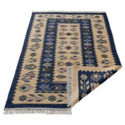 Sehrazat Tapis réversible Tulum 9920 - Coton / Polyester - Beige / Bleu foncé - 70 x 140 cm 15 Sehrazat Tapis réversible Tulum 9920 - Coton / Polyester - Beige / Bleu foncé - 70 x 140 cm -Tapis Soldes Boutique 1000238298 210113 10533400601 DETAILS P000000001000238298