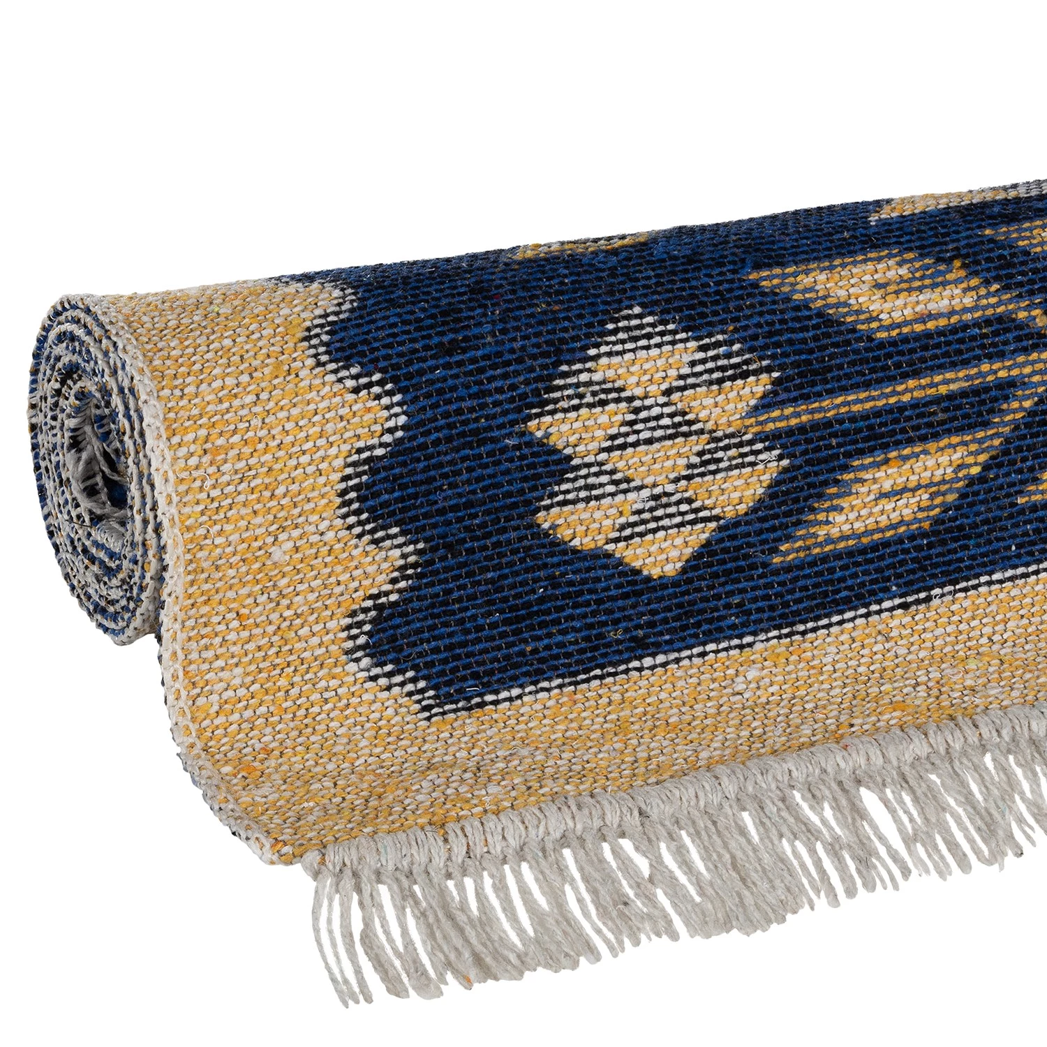 Sehrazat Tapis réversible Tulum 9920 - Coton / Polyester - Beige / Bleu foncé - 70 x 140 cm 11 Sehrazat Tapis réversible Tulum 9920 - Coton / Polyester - Beige / Bleu foncé - 70 x 140 cm – Image 9