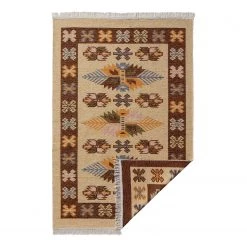 Sehrazat Tapis réversible Tulum 9910 - Coton / Polyester - Beige / Marron - 70 x 140 cm -Tapis Soldes Boutique 1000238327 210113 10581500765 DETAILS P000000001000238327